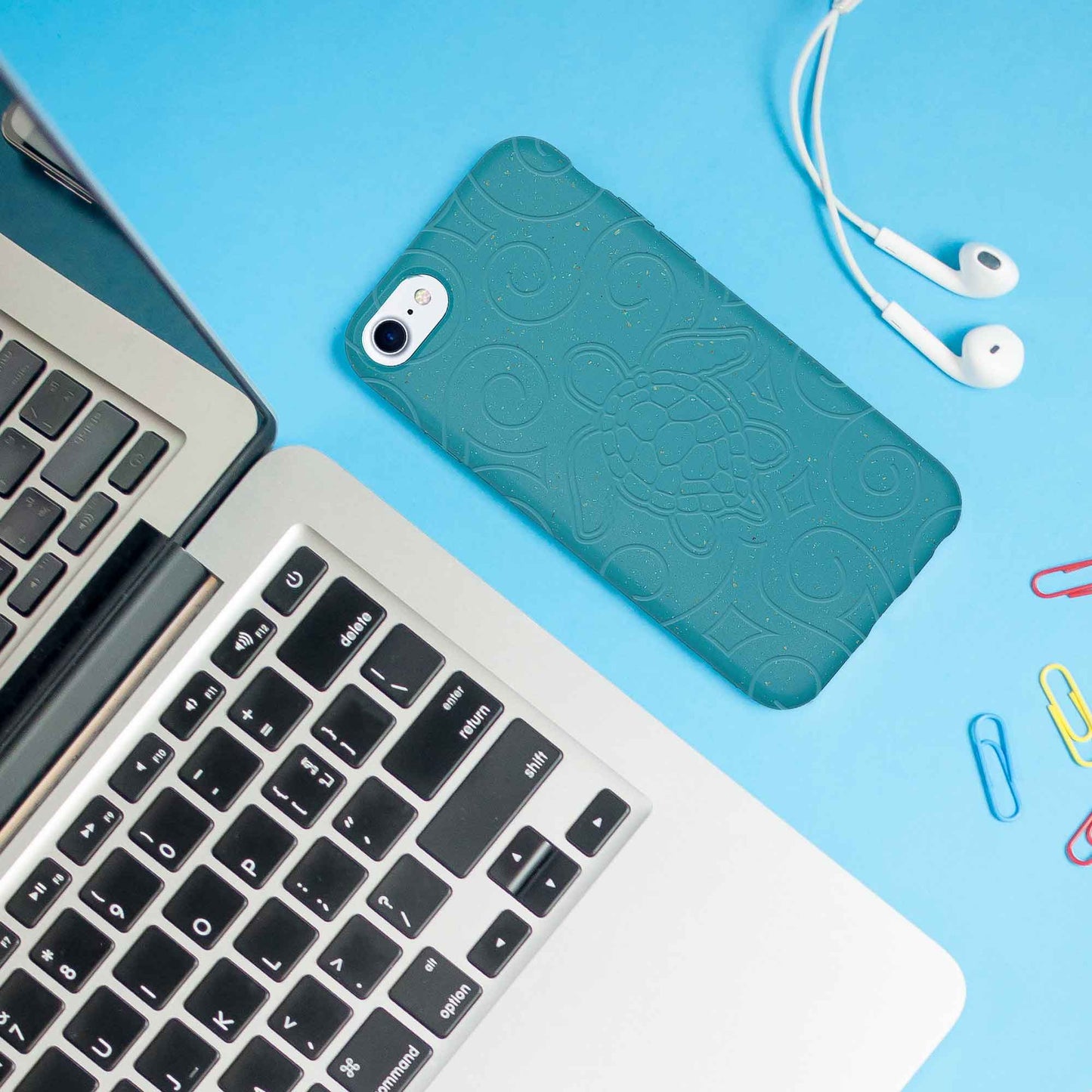 Ocean Turtle - Biodegradable Phone Case - Ocean Blue and Black